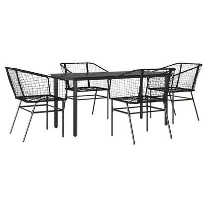 vidaXL 5-teiliges Garten-Esszimmerset aus schwarzem Polyrattanglas
