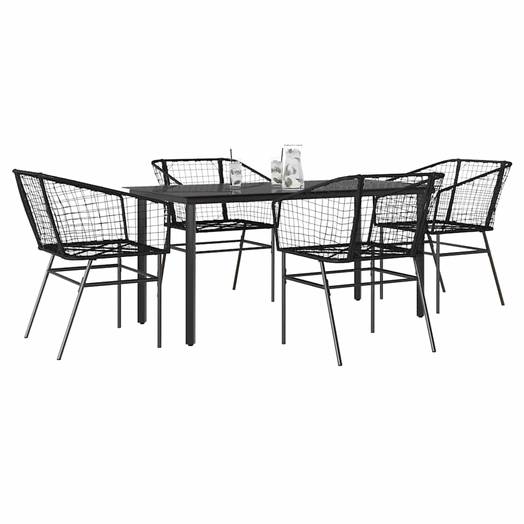 vidaXL 5-teiliges Garten-Esszimmerset aus schwarzem Polyrattanglas