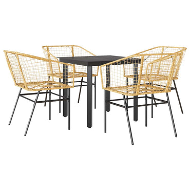 vidaXL 5-teiliges Garten-Esszimmerset Braunes Polyrattanglas