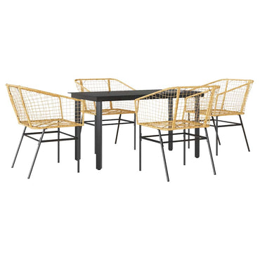 vidaXL 5-teiliges Garten-Esszimmerset Braunes Polyrattanglas