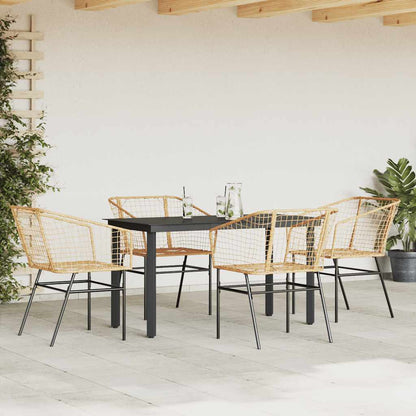 vidaXL 5-teiliges Garten-Esszimmerset Braunes Polyrattanglas
