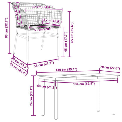 vidaXL 5-teiliges Garten-Esszimmerset Braunes Polyrattanglas