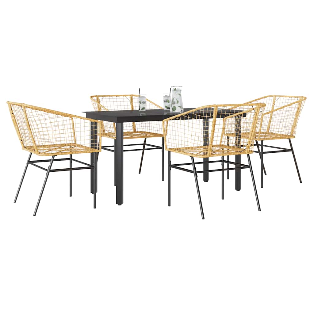 vidaXL 5-teiliges Garten-Esszimmerset Braunes Polyrattanglas