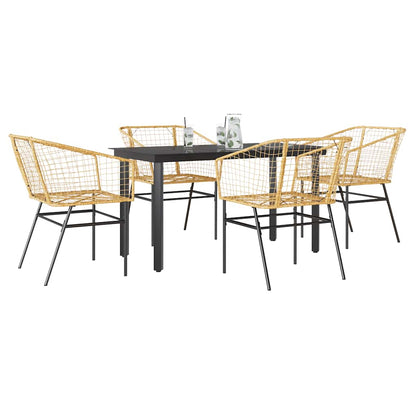 vidaXL 5-teiliges Garten-Esszimmerset Braunes Polyrattanglas