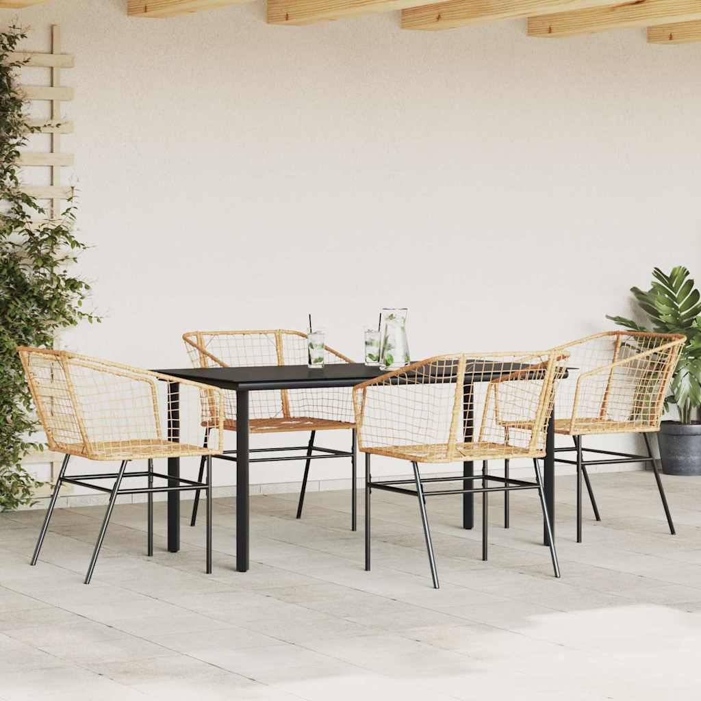 vidaXL 5-teiliges Garten-Esszimmerset Braunes Polyrattanglas