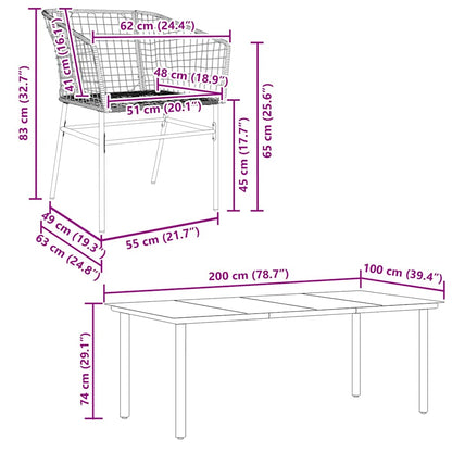 7-teiliges Garten-Esszimmerset Braunes Polyrattanglas