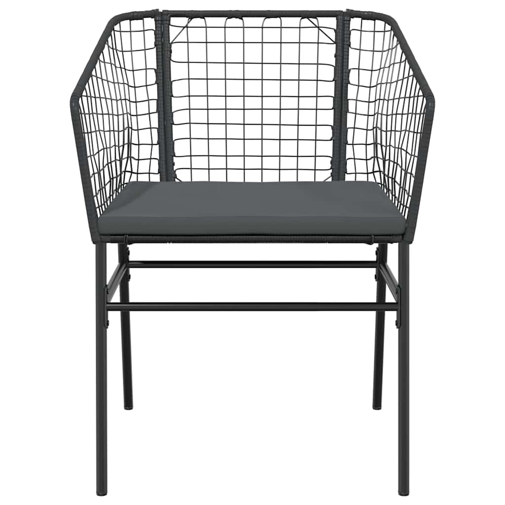 vidaXL 5-tlg. Garten-Essgruppe mit Kissen Schwarz Poly Rattan Glas