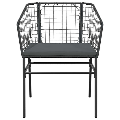 vidaXL 5-tlg. Garten-Essgruppe mit Kissen Schwarz Poly Rattan Glas