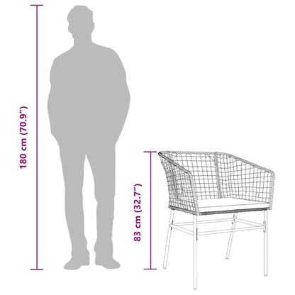 vidaXL 5-tlg. Garten-Essgruppe mit Kissen Schwarz Poly Rattan Glas