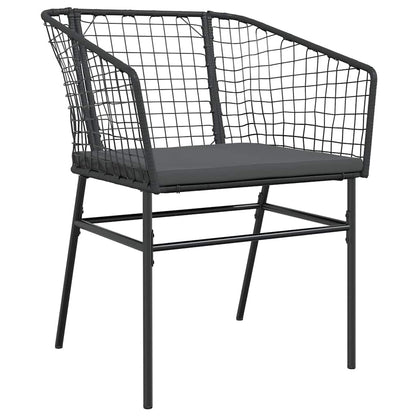 vidaXL 5-tlg. Garten-Essgruppe mit Kissen Schwarz Poly Rattan Glas
