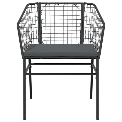 vidaXL 5-tlg. Garten-Essgruppe mit Kissen Schwarz Poly Rattan Glas