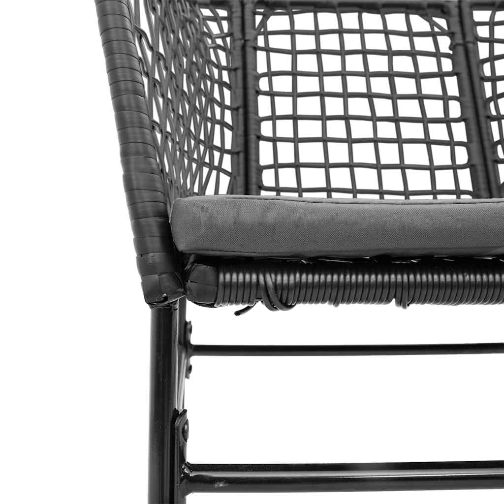 vidaXL 5-tlg. Garten-Essgruppe mit Kissen Schwarz Poly Rattan Glas