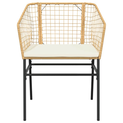 vidaXL 5-tlg. Garten-Essgruppe mit Kissen Braun Poly Rattan Glas