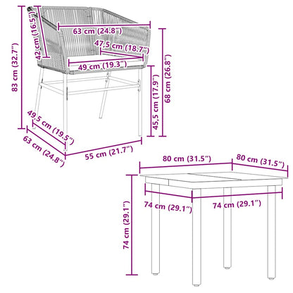 vidaXL 5-tlg. Garten-Essgruppe mit Kissen Schwarz Poly Rattan Glas