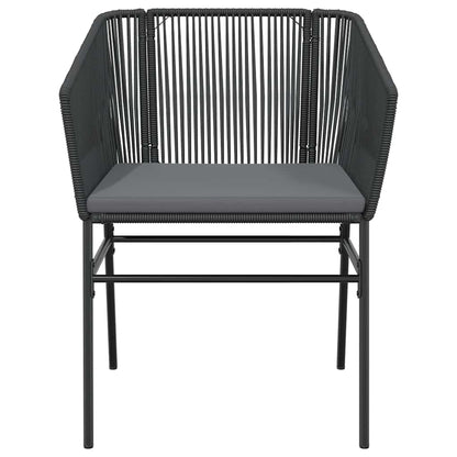 vidaXL 5-tlg. Garten-Essgruppe mit Kissen Schwarz Poly Rattan Glas