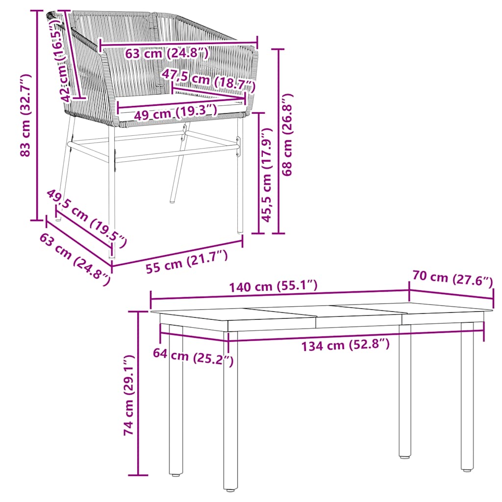 vidaXL 5-tlg. Garten-Essgruppe mit Kissen Schwarz Poly Rattan Glas