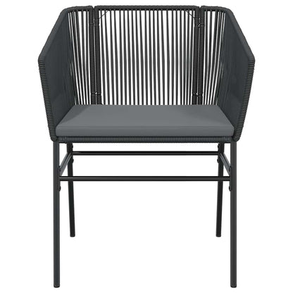 vidaXL 5-tlg. Garten-Essgruppe mit Kissen Schwarz Poly Rattan Glas
