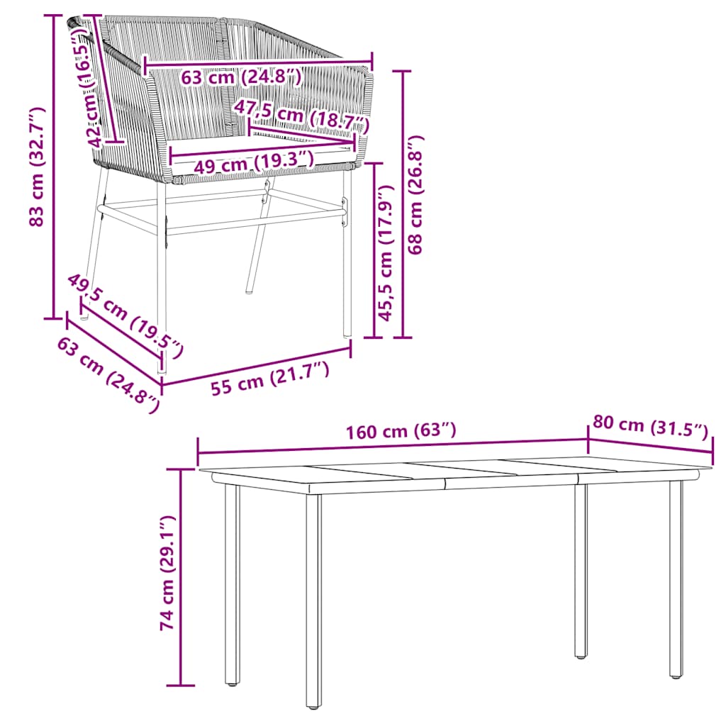 vidaXL 5-tlg. Garten-Essgruppe mit Kissen Schwarz Poly Rattan Glas