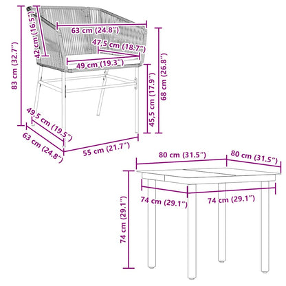vidaXL 5-tlg. Garten-Essgruppe mit Kissen Braun Poly Rattan Glas