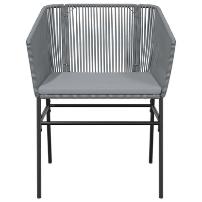 vidaXL 5-tlg. Garten-Essgruppe mit Kissen Grau Poly Rattan Glas