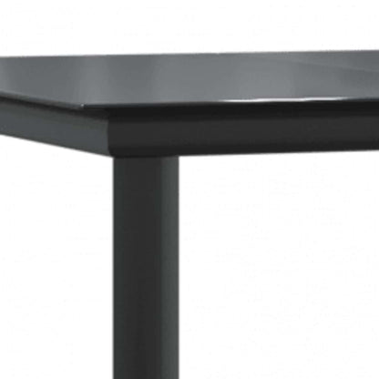 vidaXL 5-tlg. Garten-Essgruppe mit Kissen Grau Poly Rattan Glas