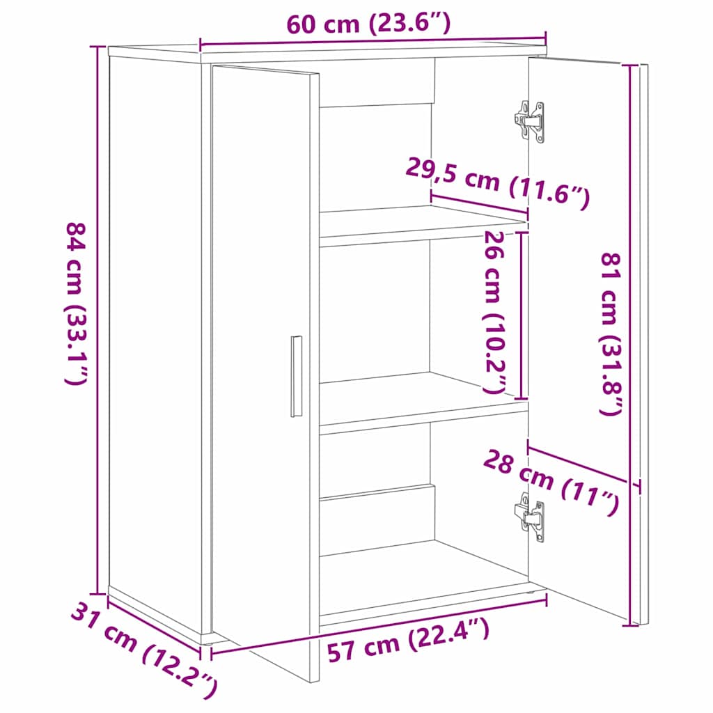 vidaXL Sideboard 2 pcs Artisan-Eiche 60 x 31 x 84 cm Holzwerkstoff