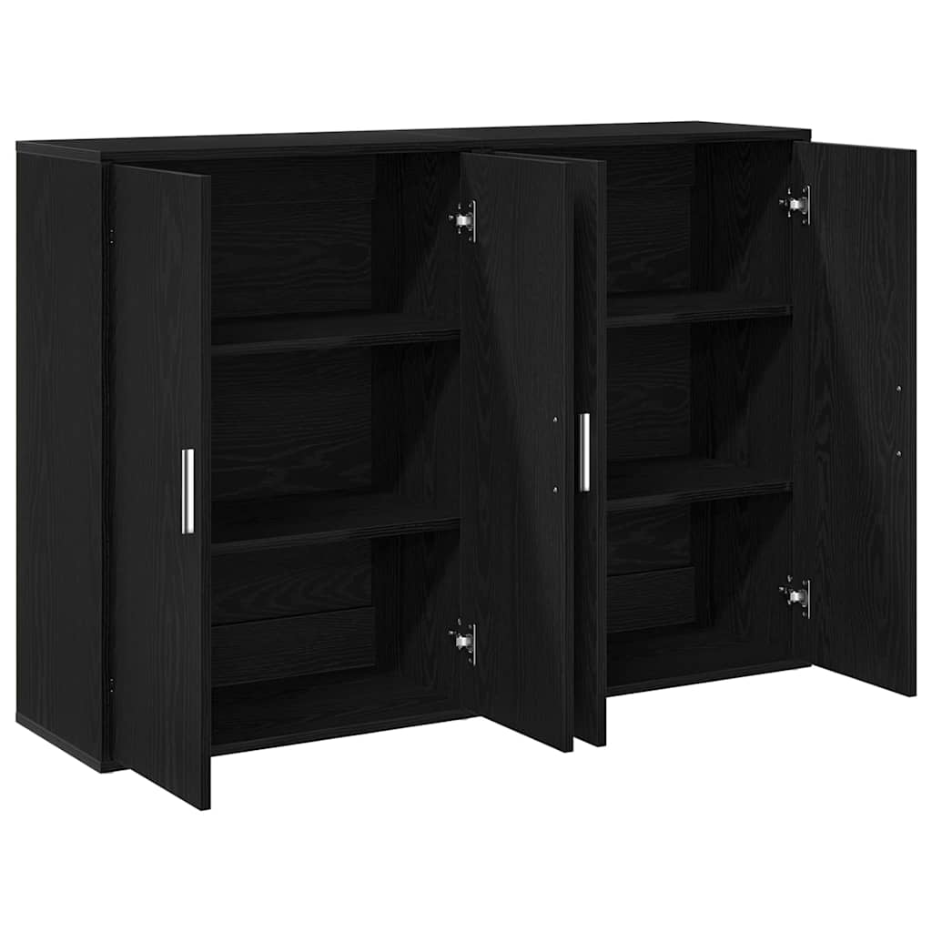 vidaXL Sideboard 2 pcs Schwarz Eichen-Optik 60 x 31 x 84 cm