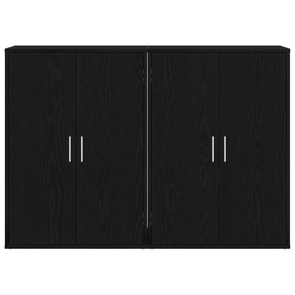 vidaXL Sideboard 2 pcs Schwarz Eichen-Optik 60 x 31 x 84 cm