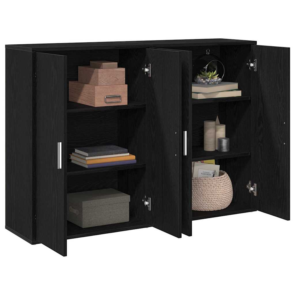 vidaXL Sideboard 2 pcs Schwarz Eichen-Optik 60 x 31 x 84 cm