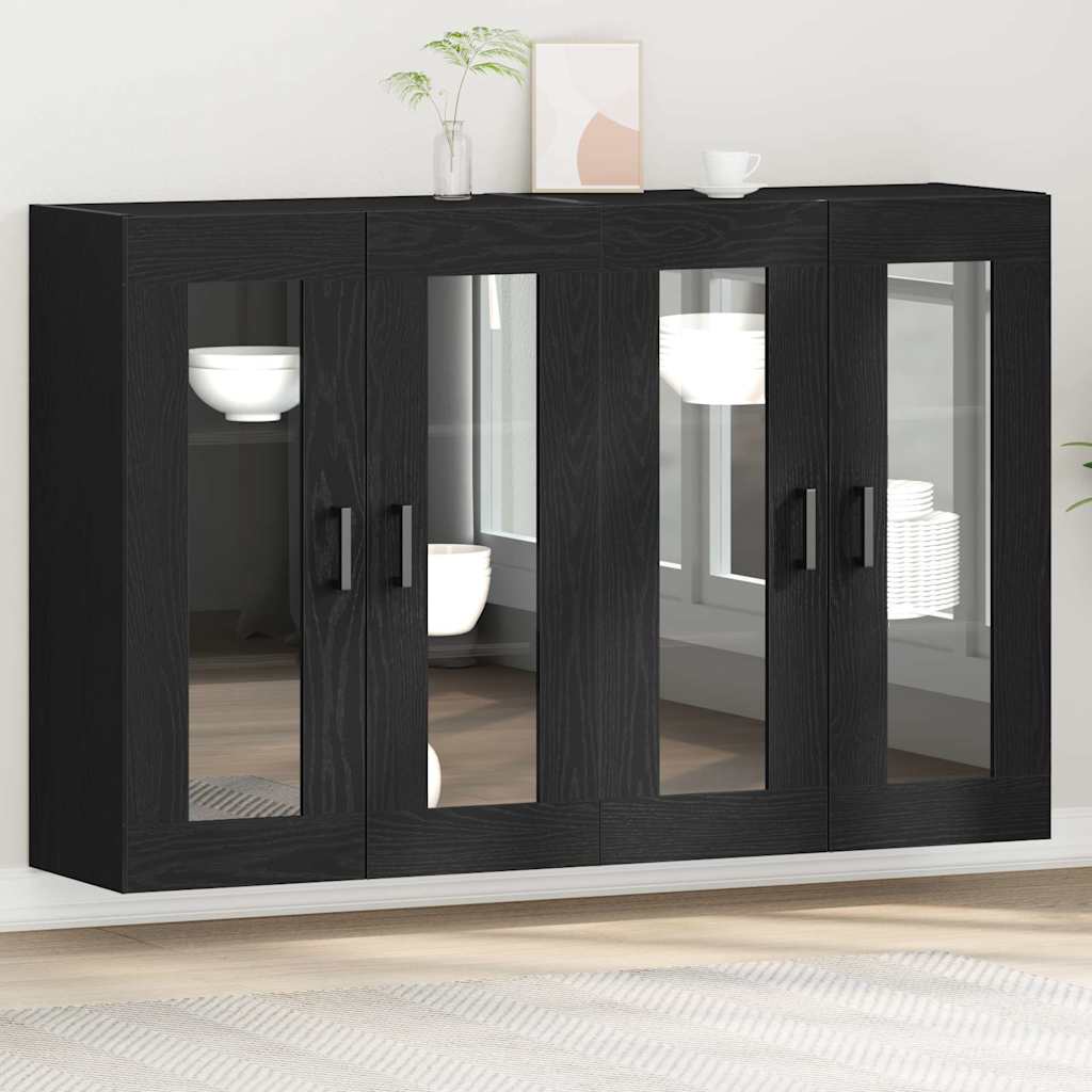 vidaXL Wandschränke 2 pcs Schwarz Eichen-Optik 69,5 x 34 x 90 cm