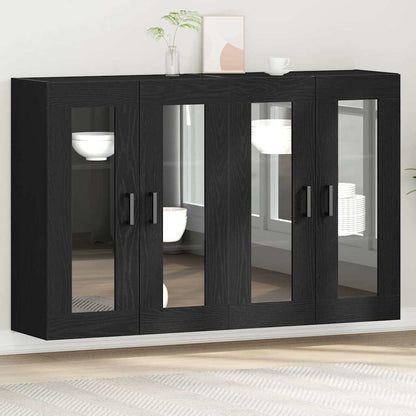 vidaXL Wandschränke 2 pcs Schwarz Eichen-Optik 69,5 x 34 x 90 cm