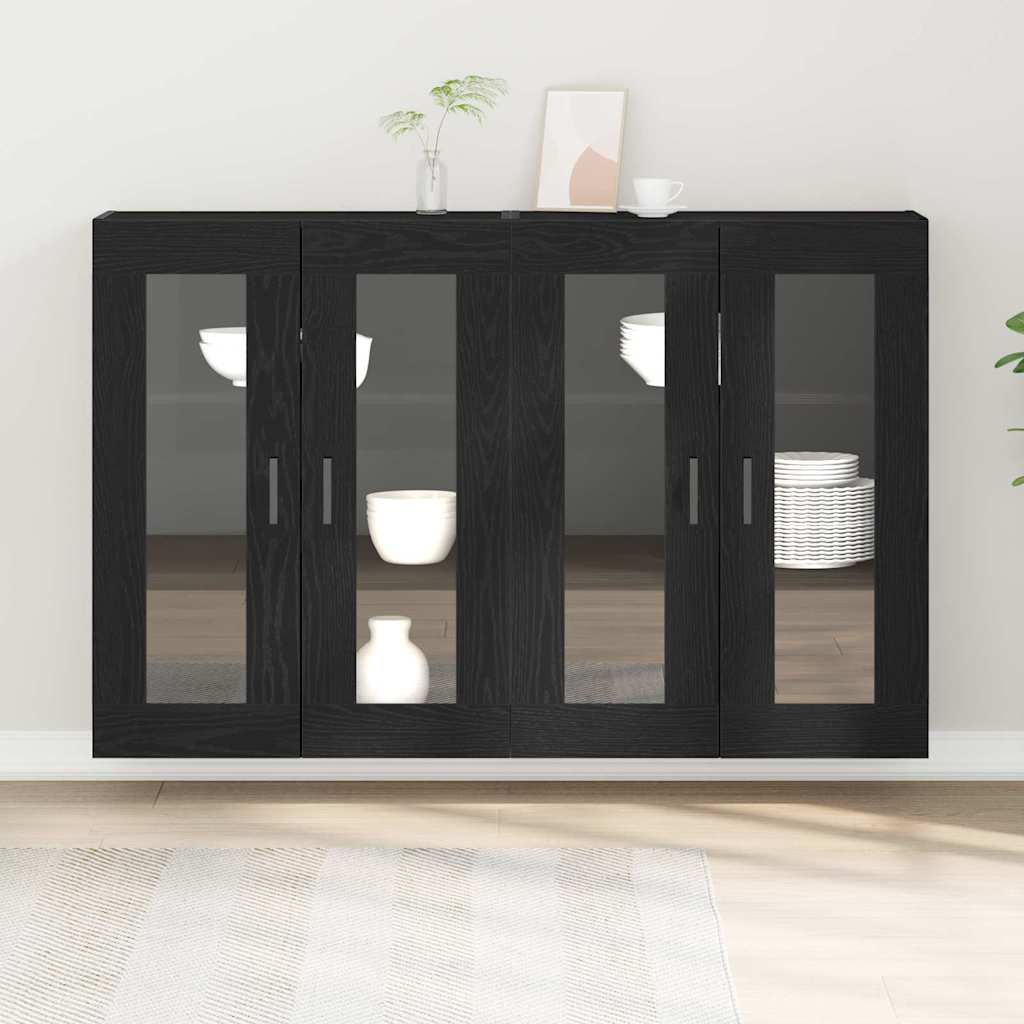 vidaXL Wandschränke 2 pcs Schwarz Eichen-Optik 69,5 x 34 x 90 cm