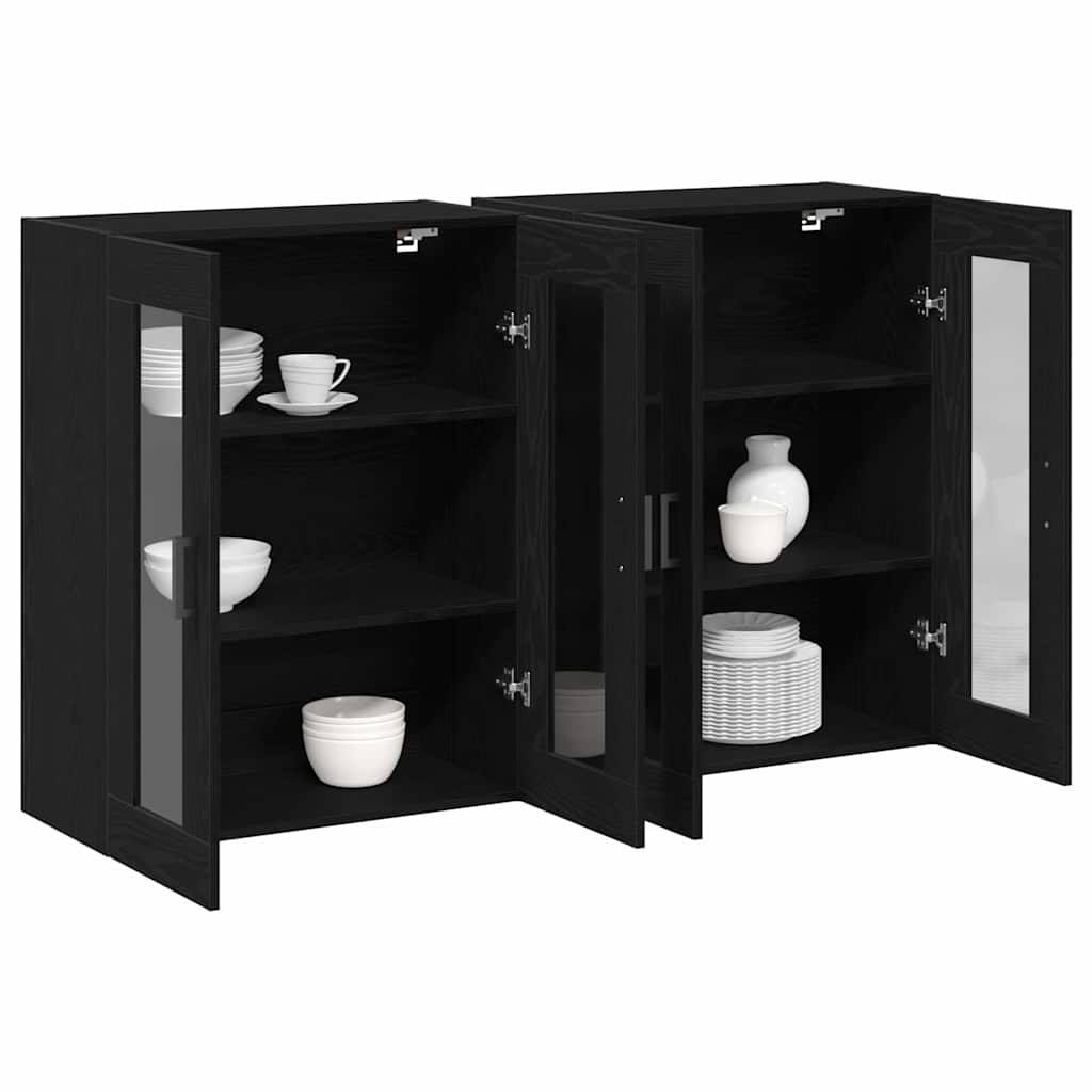 vidaXL Wandschränke 2 pcs Schwarz Eichen-Optik 69,5 x 34 x 90 cm