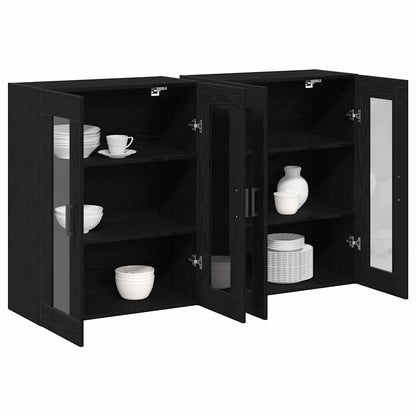 vidaXL Wandschränke 2 pcs Schwarz Eichen-Optik 69,5 x 34 x 90 cm