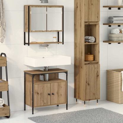 vidaXL Badezimmermöbel-Set mit Regal mit Tür 2 pcs Braun Holzwerkstoff