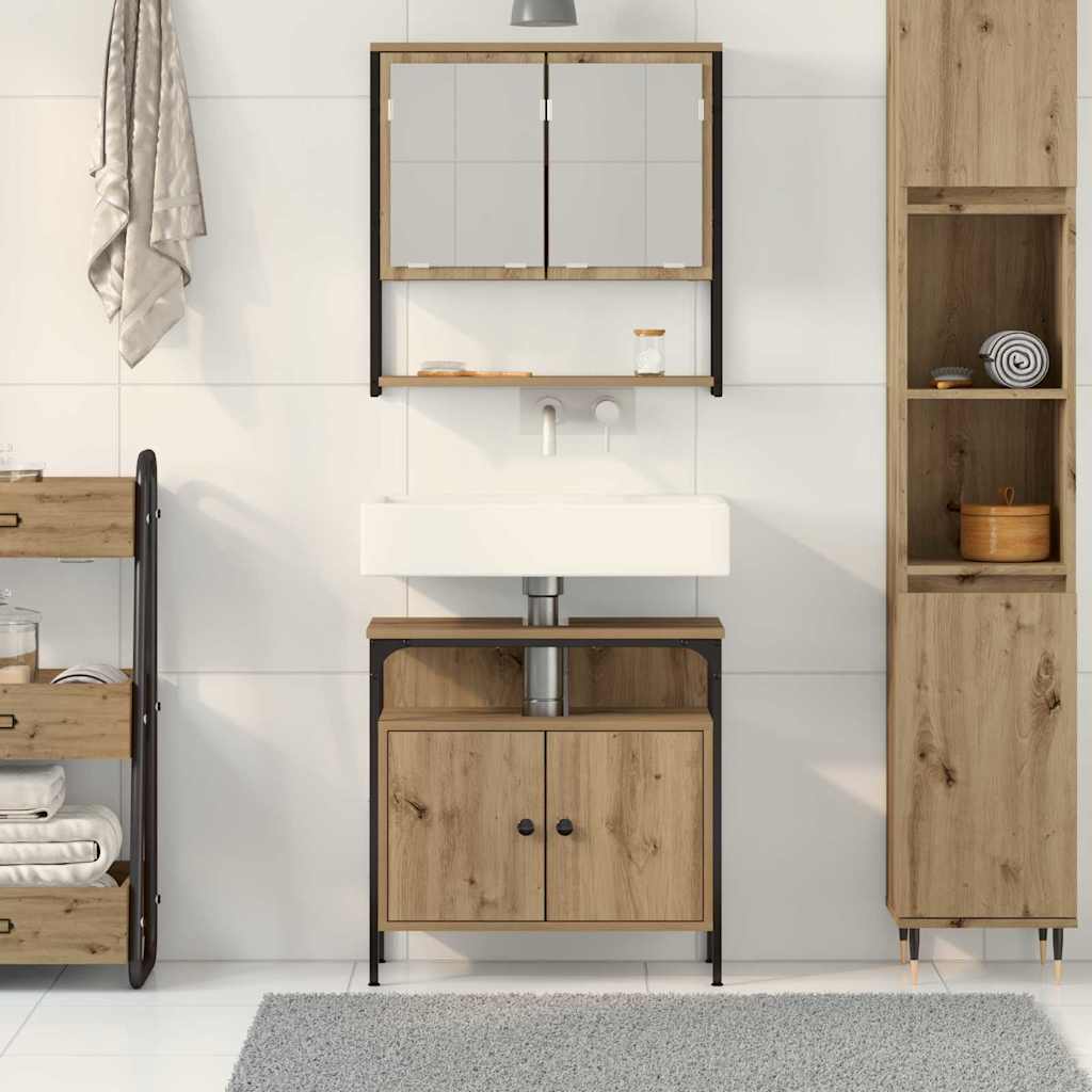 vidaXL Badezimmermöbel-Set mit Regal mit Tür 2 pcs Braun Holzwerkstoff