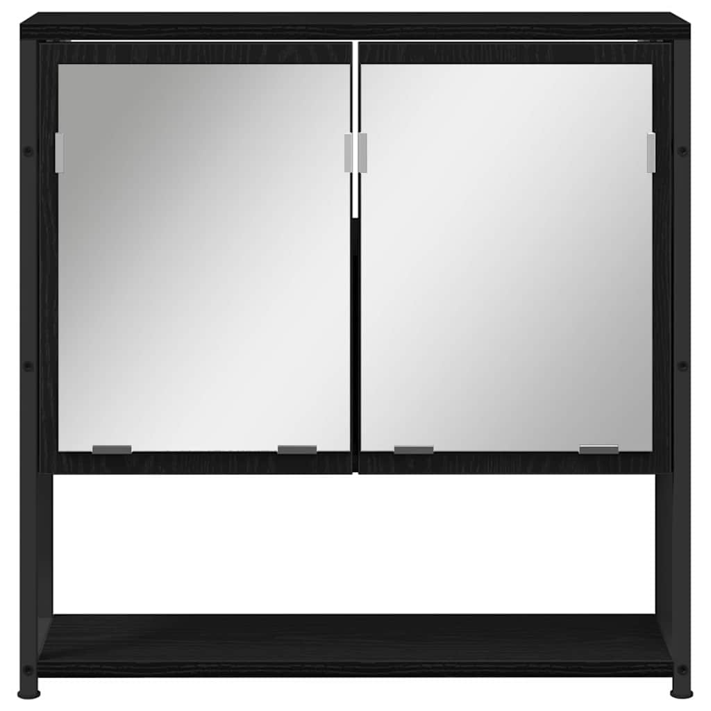 vidaXL Badezimmermöbel-Set mit Regal 2 pcs Schwarz Holzwerkstoff