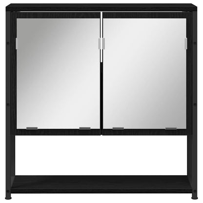 vidaXL Badezimmermöbel-Set mit Regal 2 pcs Schwarz Holzwerkstoff