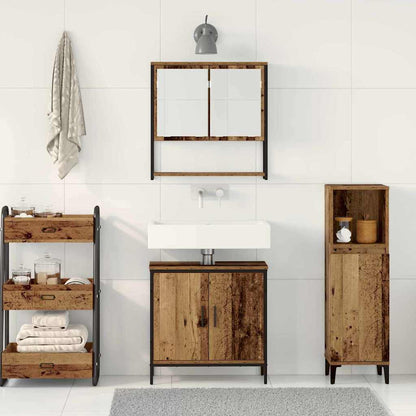 vidaXL Badezimmermöbel-Set mit Regal mit Tür 2 pcs Braun Holzwerkstoff