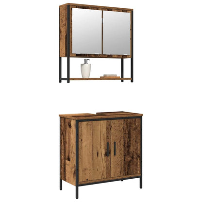 vidaXL Badezimmermöbel-Set mit Regal mit Tür 2 pcs Braun Holzwerkstoff