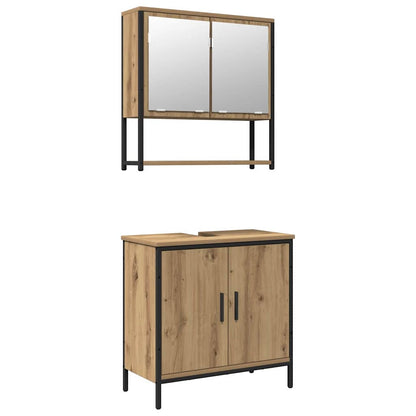 vidaXL Badezimmermöbel-Set mit Regal mit Tür 2 pcs Braun Holzwerkstoff