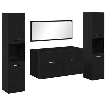 vidaXL Ensemble de meubles de salle de bain 4 pcs Noir aspect chêne Aggloméré