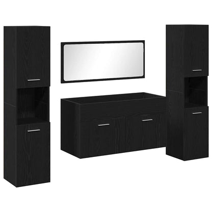 vidaXL Ensemble de meubles de salle de bain 4 pcs Noir aspect chêne Aggloméré