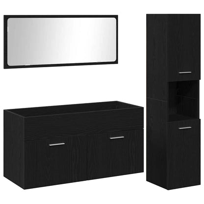 vidaXL Badezimmermöbel-Set 3 pcs Schwarz Eichen-Optik Holzwerkstoff