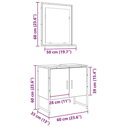 vidaXL Badezimmermöbel-Set Wandmontiert 2 pcs Braun Holzwerkstoff