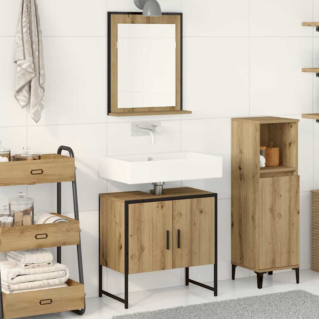 vidaXL Badezimmermöbel-Set Wandmontiert 2 pcs Braun Holzwerkstoff