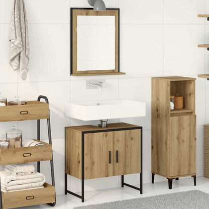 vidaXL Badezimmermöbel-Set Wandmontiert 2 pcs Braun Holzwerkstoff