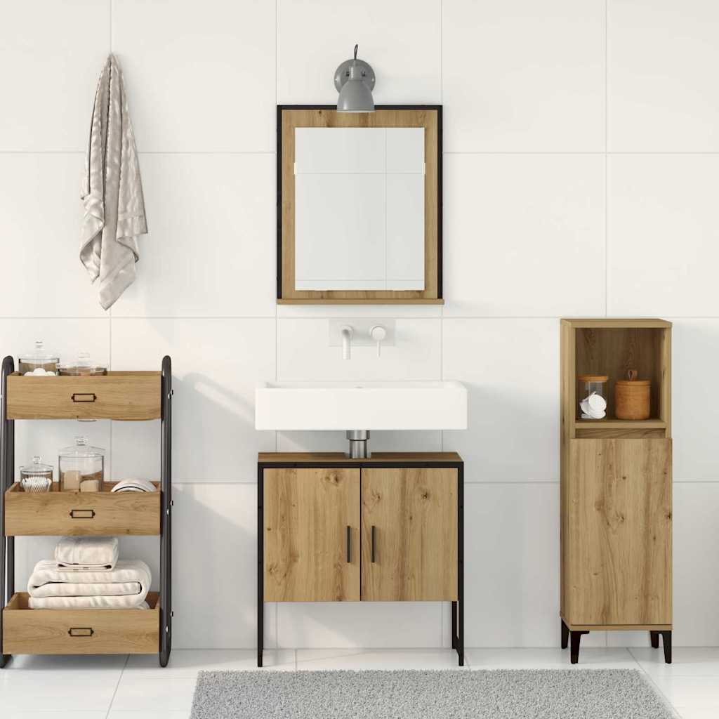 vidaXL Badezimmermöbel-Set Wandmontiert 2 pcs Braun Holzwerkstoff
