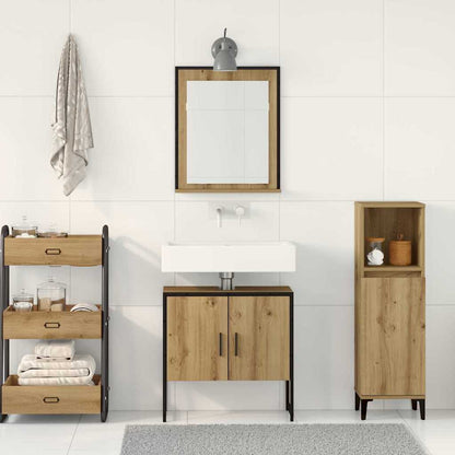 vidaXL Badezimmermöbel-Set Wandmontiert 2 pcs Braun Holzwerkstoff