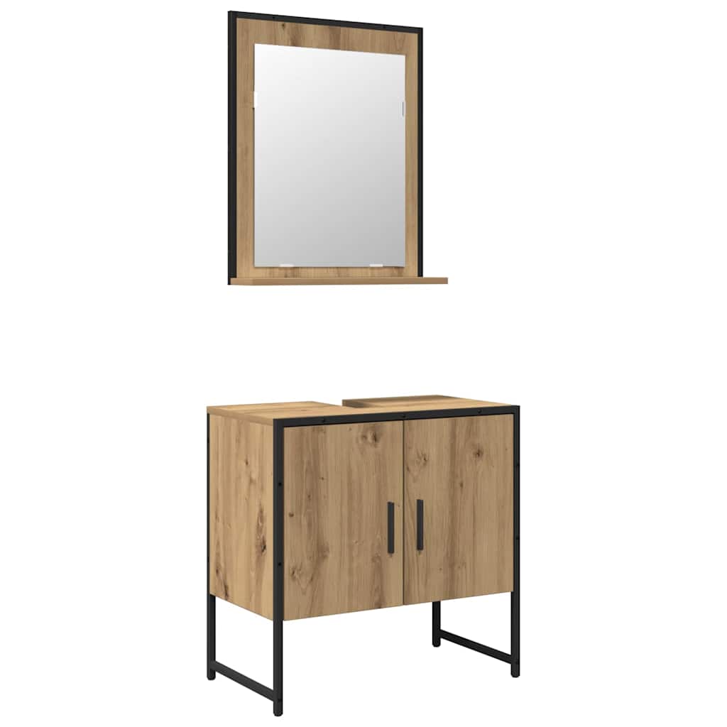 vidaXL Badezimmermöbel-Set Wandmontiert 2 pcs Braun Holzwerkstoff